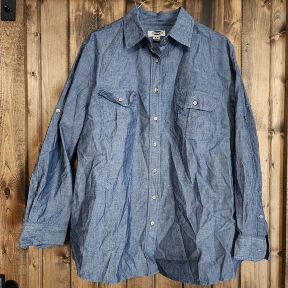 Edwards Long‎ Sleeve Button Up Denim Shirt - Picture 2 of 3
